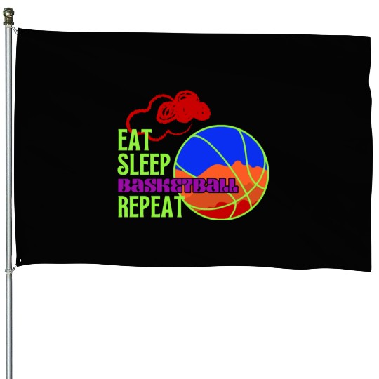 Red Cloud Eat Sleep Basketball Repeat funny sport. House Flags