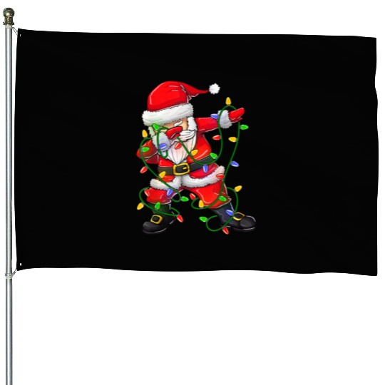 Dabbing Santa House Flags for Boys Girls Christmas Tree