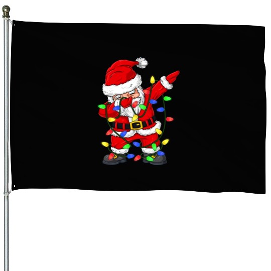 Dabbing Santa Claus Christmas Tree Lights Boys Kid House Flags