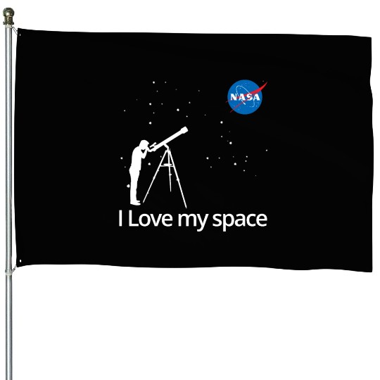 NASA I Love My Space Telescope Galaxy House Flags