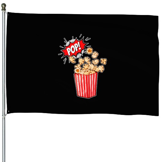 Retro Movie Popcorn Lover House Flags