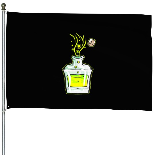 Flask With Green Magic Potion Halloween House Flags