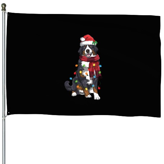 Bernese Mountain Christmas Light Funny Dog Lover House Flags