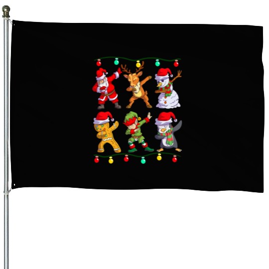 Christmas Dabbing Santa Elf De Friends Xmas House Flags