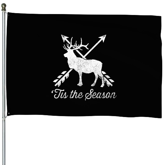 'Tis The Season Funny Deer Bow Hunting Hunter Gift House Flags