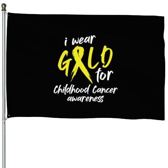 I Wear Gold For Childhood Cancer Awareness House Flags