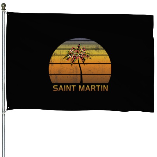 Retro Saint Martin Christmas Family Vacation House Flags