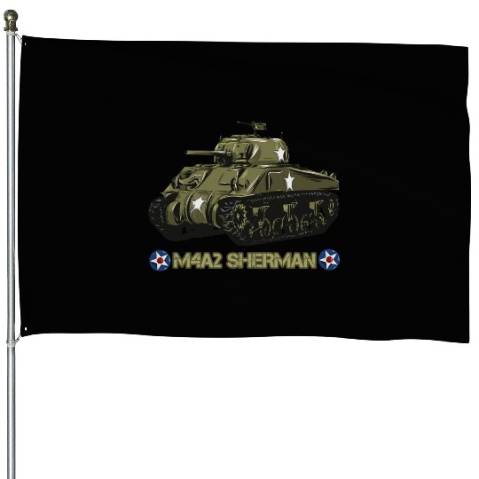World War 2 American Tank M4A2 Sherman House Flags