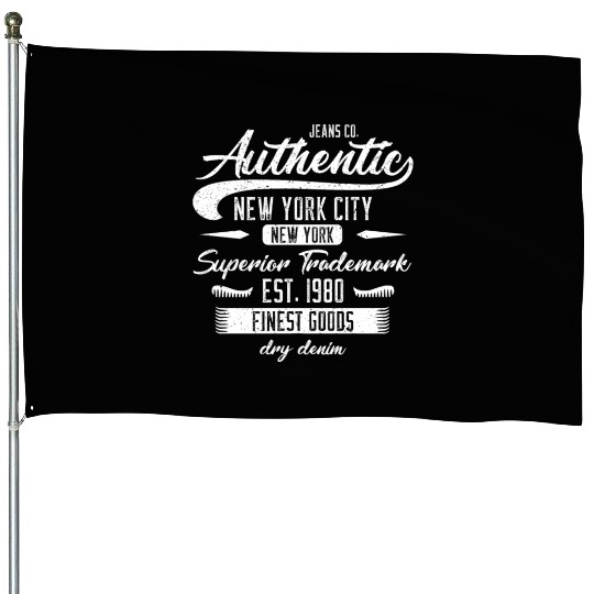 New York City Born In 1980 Vintage Birthday House Flags
