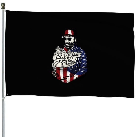 Farming Farmer American Flag Us House Flags