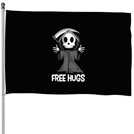 Free Hugs Grim Reaper Spooky Halloween House Flags