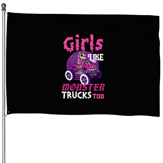 Girls Like Monster Trucks Grim Reaper Halloween House Flags