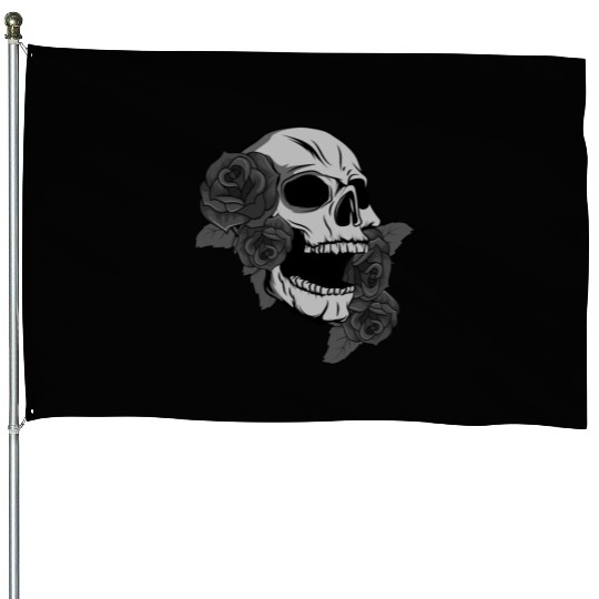 Black Skull Roses Aesthetic Goth Gothic House Flags