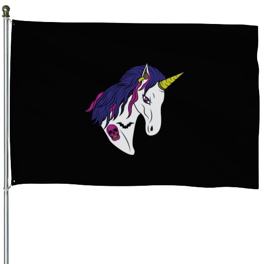 Goth Unicorn Zombie Gothic Occult Halloween House Flags