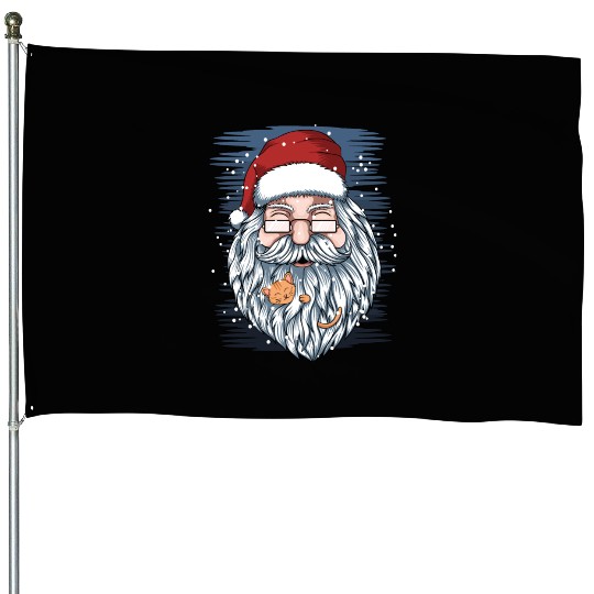 santa and kittens merry christmas House Flags