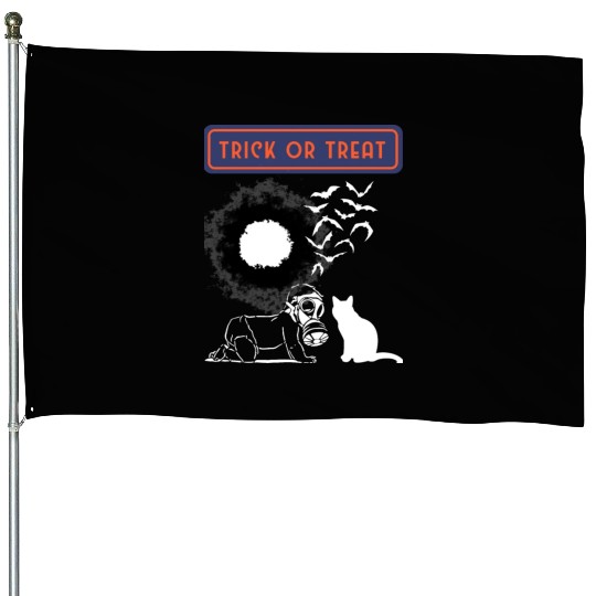 trick or cat or Treat Halloween Funny Novelty 80s House Flags