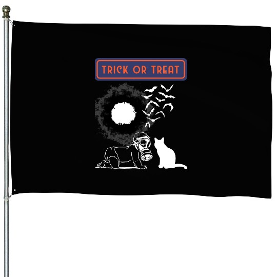 trick or cat or Treat Halloween Funny Novelty 80s House Flags