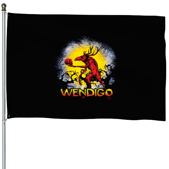 Folk Creature Wendigo Forest Halloween Cryptid House Flags