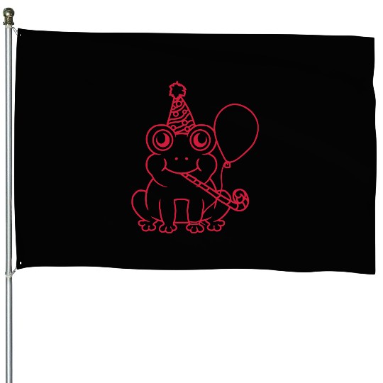 Birthday celebrate party frog House Flags