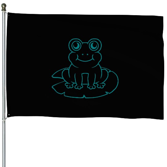 Water lily sea leaf frog House Flags