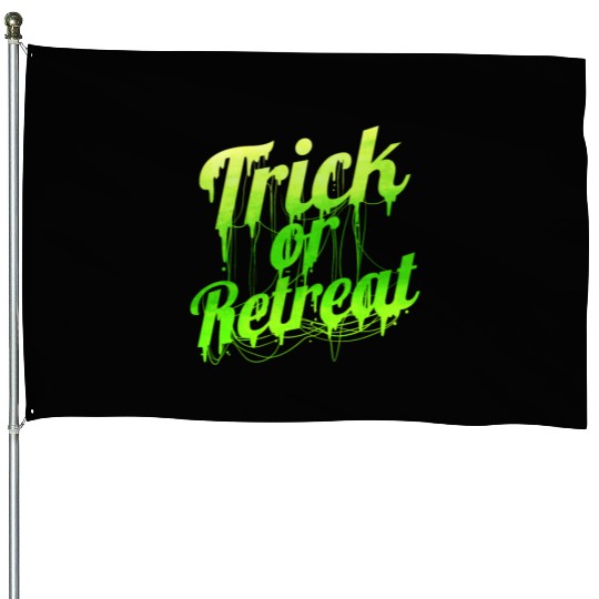 Green Spiderweb Letter Trick Or Retreat Halloween House Flags