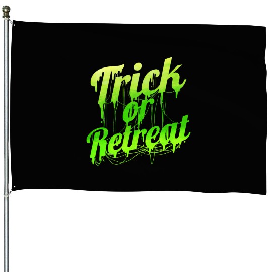 Green Spiderweb Letter Trick Or Retreat Halloween House Flags