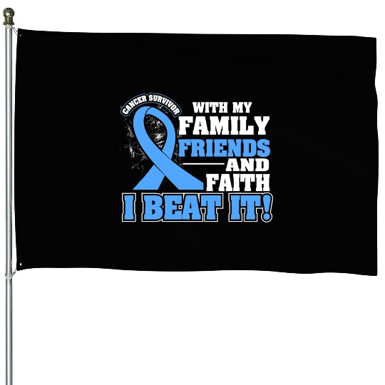 Family Faith I Beat It Prostate Cancer Awareness House Flags