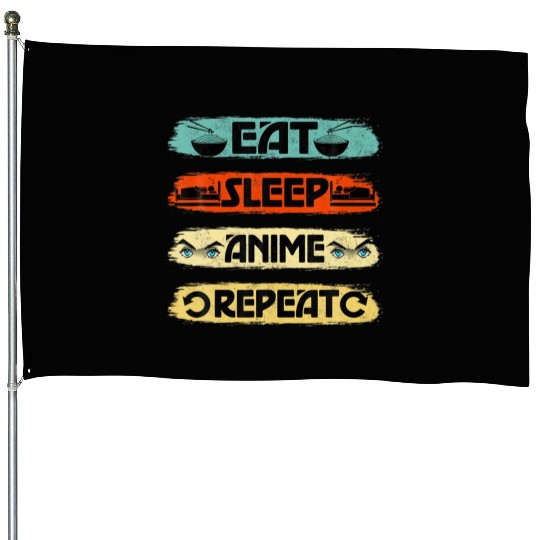 Eat Sleep Anime Repeat Ramen Kawaii Japanese House Flags