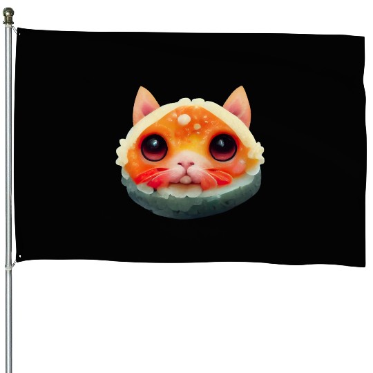 Cute Sushi Cat House Flags