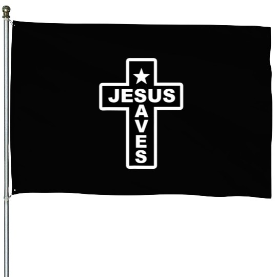 Jesus Saves Christian Faith Bible Cross House Flags