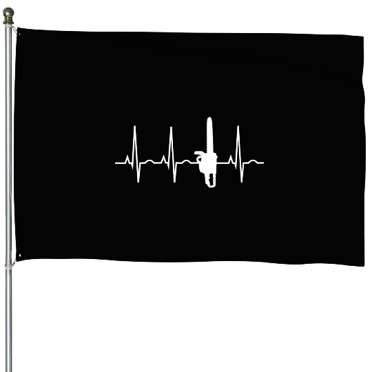 Lumberjack Chainsaw Heartbeat Arborist House Flags