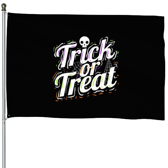Trick Or Treat Spiderweb Halloween House Flags