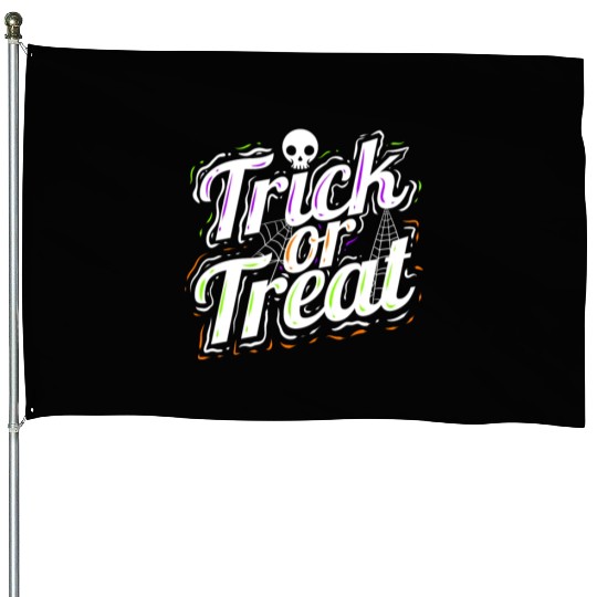 Trick Or Treat Spiderweb Halloween House Flags