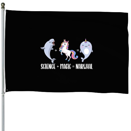 Science Magic Narwhal Unicorn Of The Sea Animal House Flags