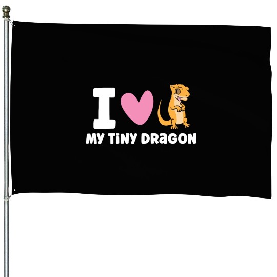I Love My Tiny Dragon Reptile Pet Crested Gecko House Flags