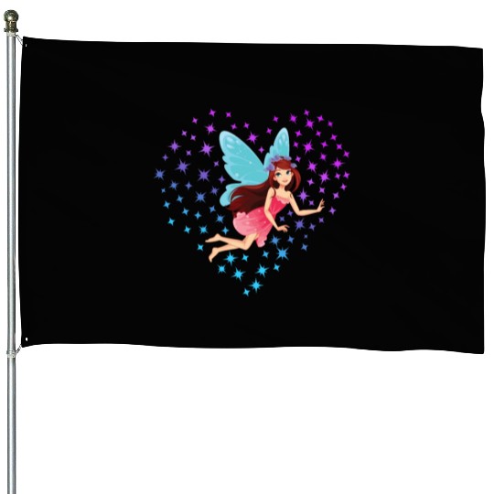 Fairy Heart Stars Vintage Love Fairies Fantasy House Flags
