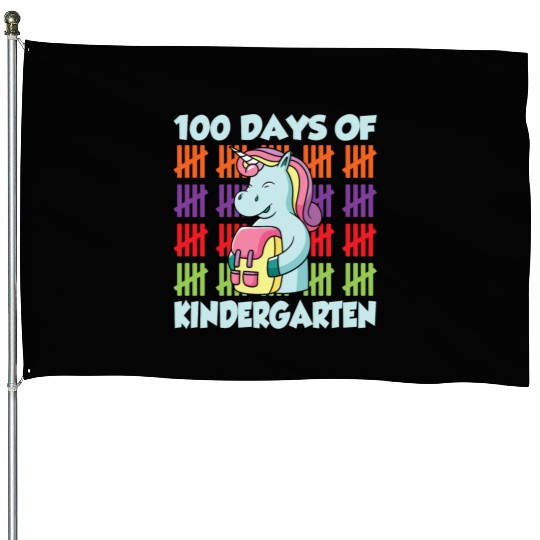 100 Days Of Kindergarten Team Cute Sweet Sayings House Flags