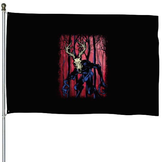 Wendigo Folk Creature Forest Halloween Cryptid House Flags