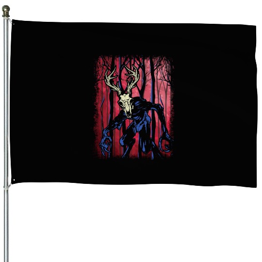 Wendigo Folk Creature Forest Halloween Cryptid House Flags