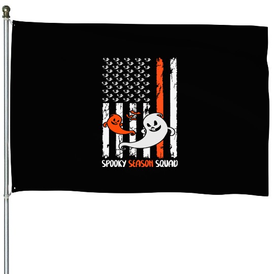 Groovy Halloween Spooky Season Squad US Flag House Flags