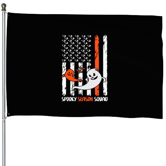 Groovy Halloween Spooky Season Squad US Flag House Flags