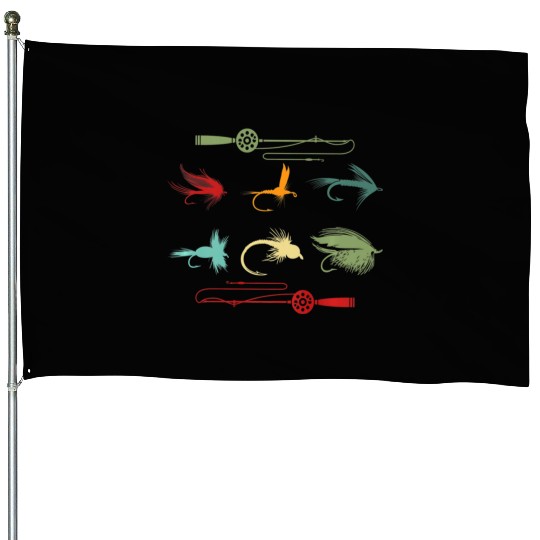 Trout Fly Fishing Nature Outdoor Fisherman Funny House Flags