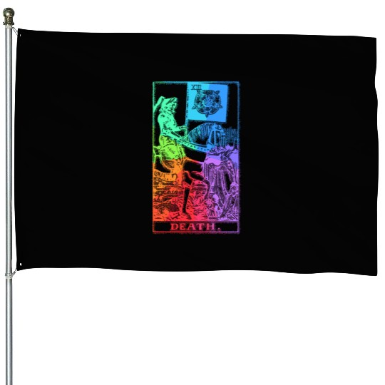 Death Tarot Card Psychic Occult Pagan Witch Rainbo House Flags