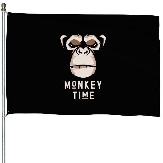 It's Monkey Time Cute Adorable Funny Monkey Face House Flags