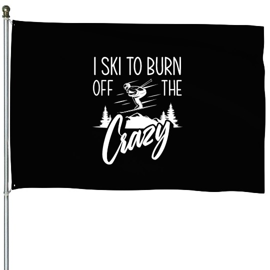Funny Skiing Skier Gift House Flags