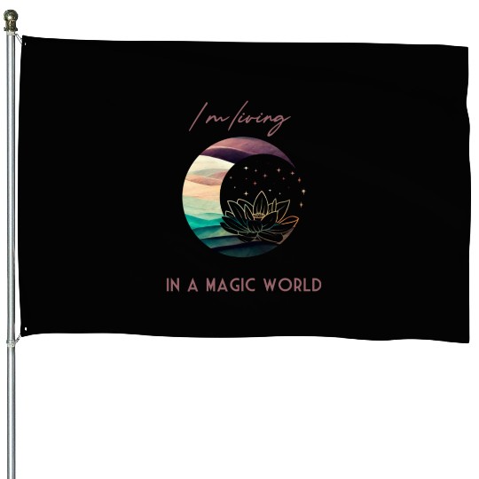 Magic Spiritual Desert Moon Water Lily House Flags