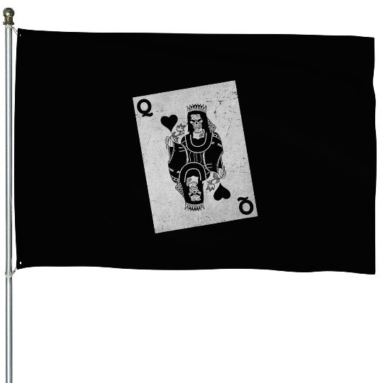 Womens Skeleton Queen Playing Card Gambling Hallow House Flags