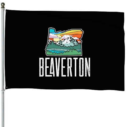 Beaverton Vintage Oregon Nature Outdoors Retro Gra House Flags