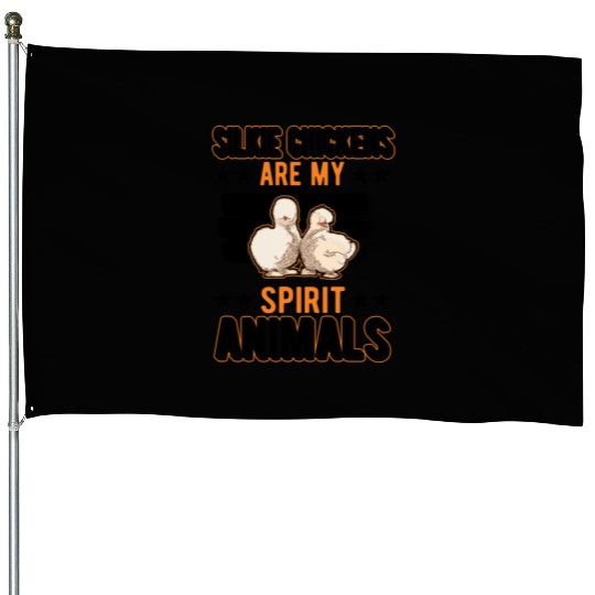 Silkie Chicken Spirit Animal House Flags