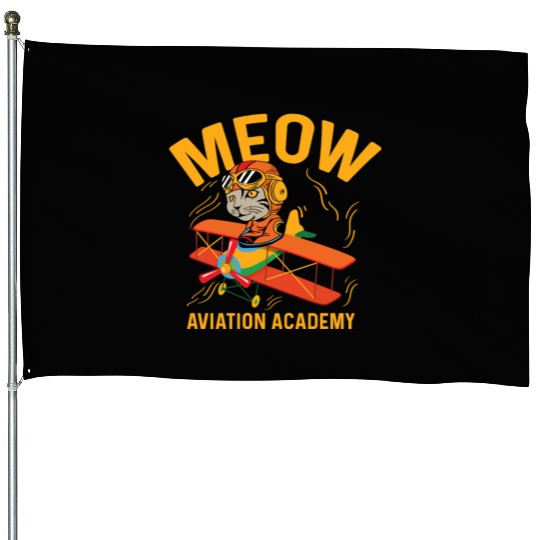 Meow Aviation Academy Co-Pilot Gift House Flags